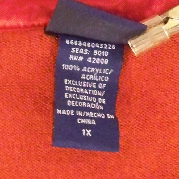 Basic Editions, Red Long Sleeve *Shirt, 1X - Picture 5 of 7